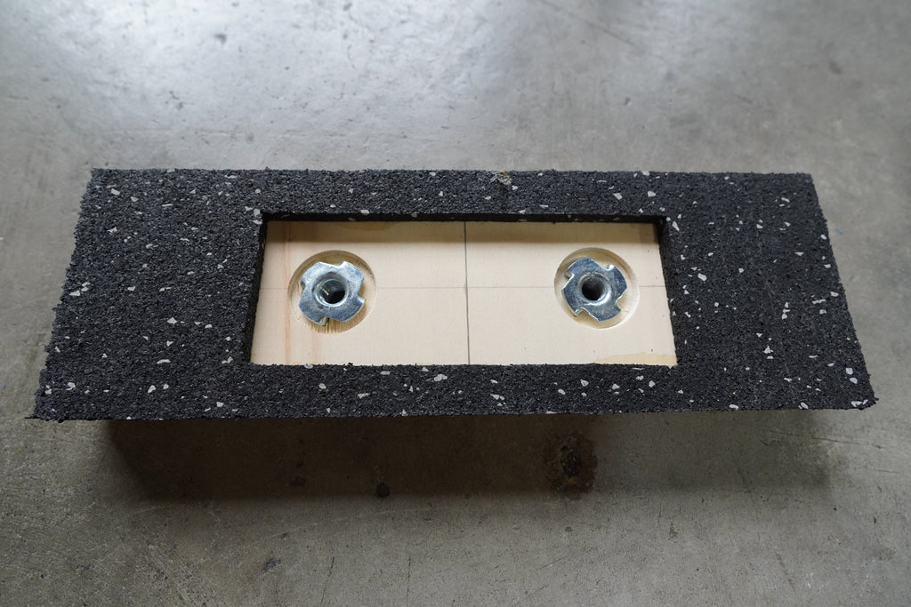 underside of a parkour balance trainer with tee nuts exposed